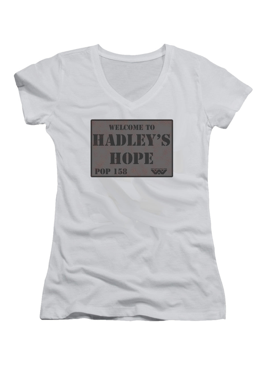 White Welcome Sign Juniors V-Neck T-Shirt