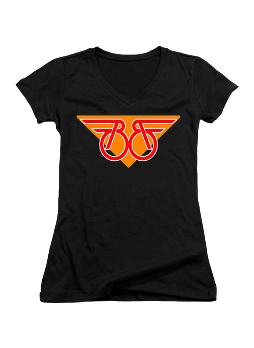 Black Wings Logo Juniors V-Neck T-Shirt