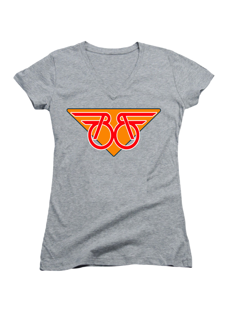 Gray Wings Logo Juniors V-Neck T-Shirt