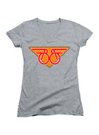 Gray Wings Logo Juniors V-Neck T-Shirt