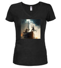 Black Wizard Battle Fantasy Juniors V-Neck T-Shirt