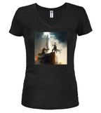 Black Wizard Battle Fantasy Juniors V-Neck T-Shirt