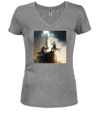 Gray Wizard Battle Fantasy Juniors V-Neck T-Shirt