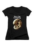 Black Yes, I'm Carrying Juniors V-Neck T-Shirt