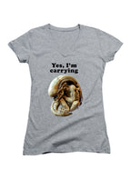 Gray Yes, I'm Carrying Juniors V-Neck T-Shirt