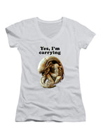 White Yes, I'm Carrying Juniors V-Neck T-Shirt