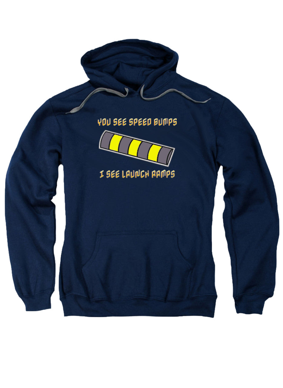 Navy You See Speed Bumps I See Launch Ramps Hoodie