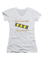 White You See Speed Bumps I See Launch Ramps Juniors V-Neck T-Shirt