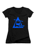 Black Yoyodyne Logo Juniors V-Neck T-Shirt