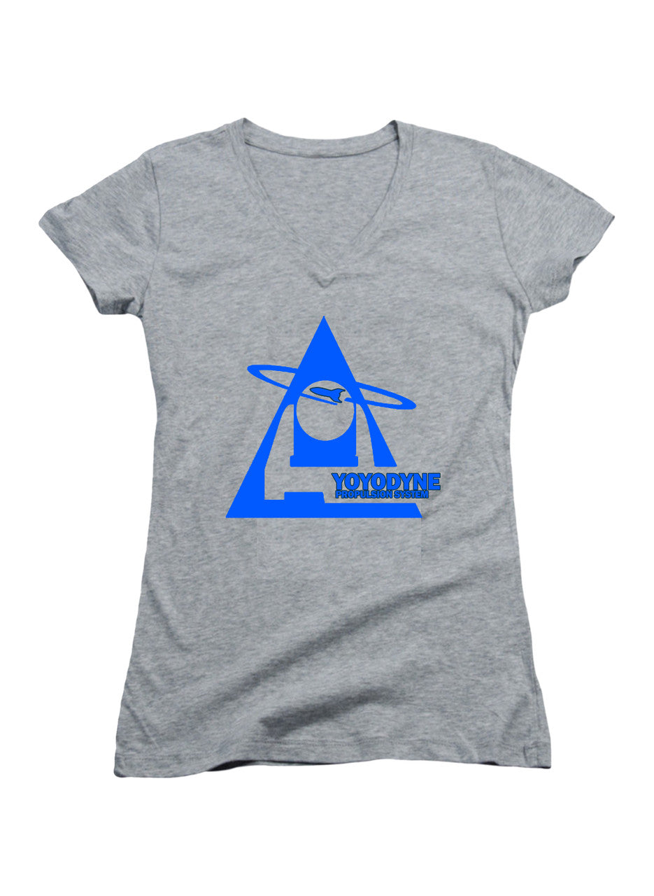 Gray Yoyodyne Logo Juniors V-Neck T-Shirt