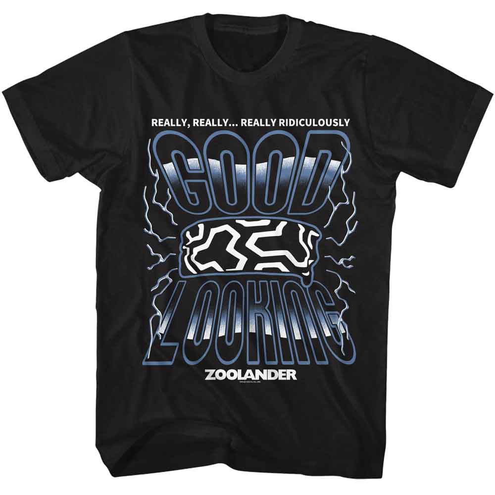 Black Zoolander t-shirt featuring a Ridiculously Good Looking design
