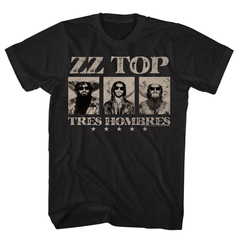 Black ZZ Top t-shirt featuring a Wordmark design