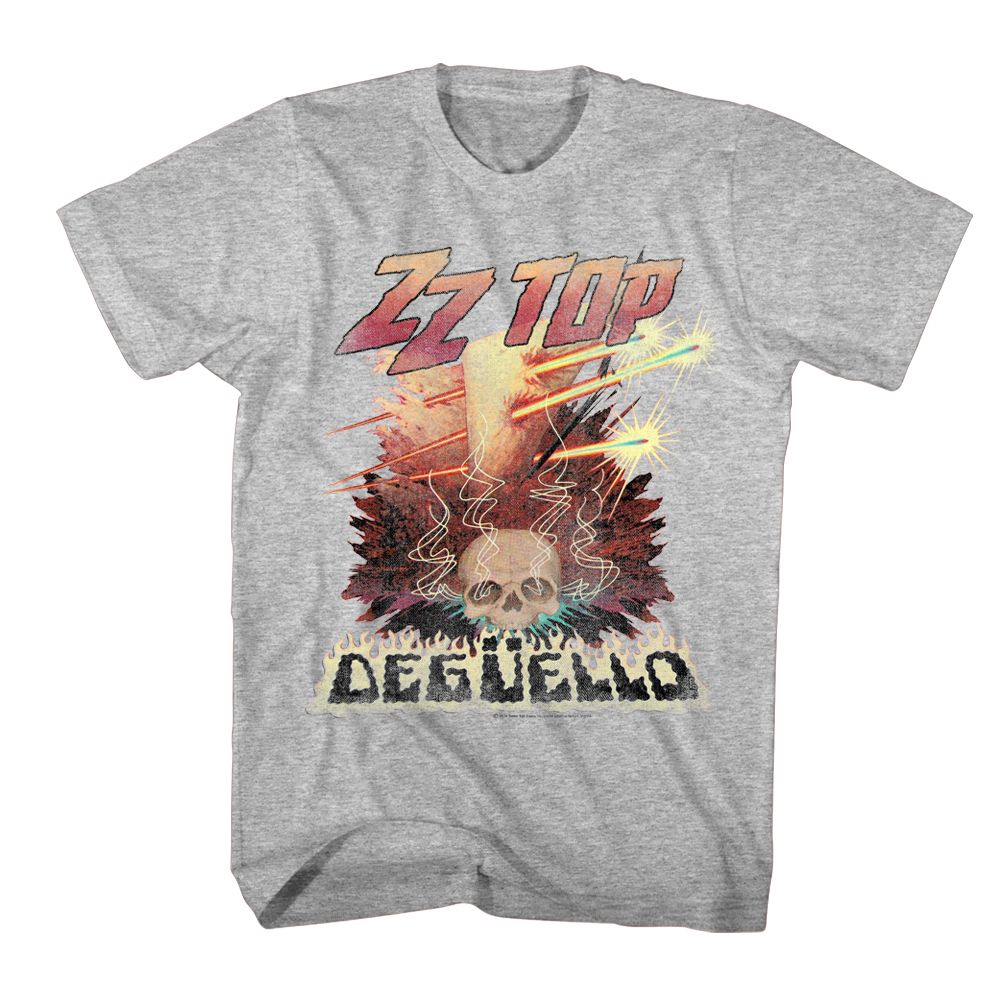 Heather Gray ZZ Top t-shirt featuring a Deguello design