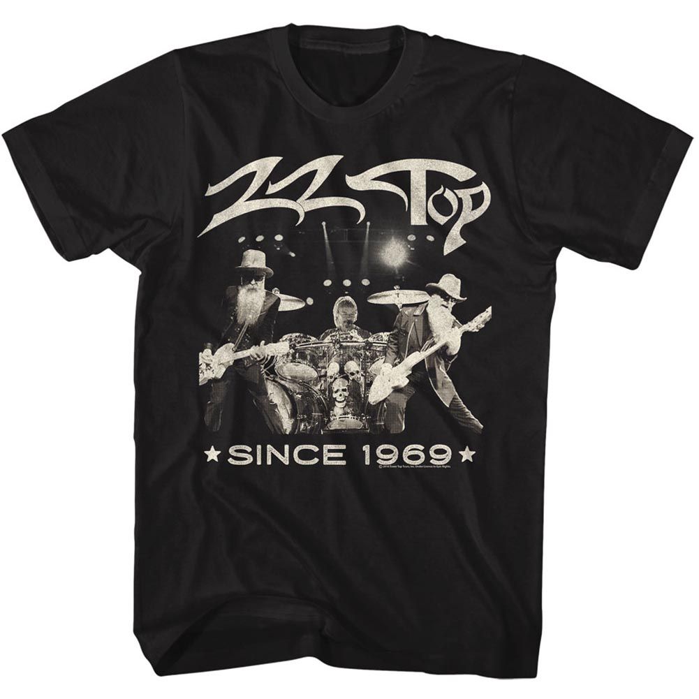 Black ZZ Top t-shirt featuring a Since 1969 design