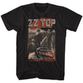 Black ZZ Top t-shirt featuring a Hombres Track design