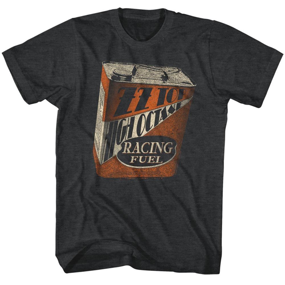 Heather Black ZZ Top t-shirt featuring a Racing Fuel design