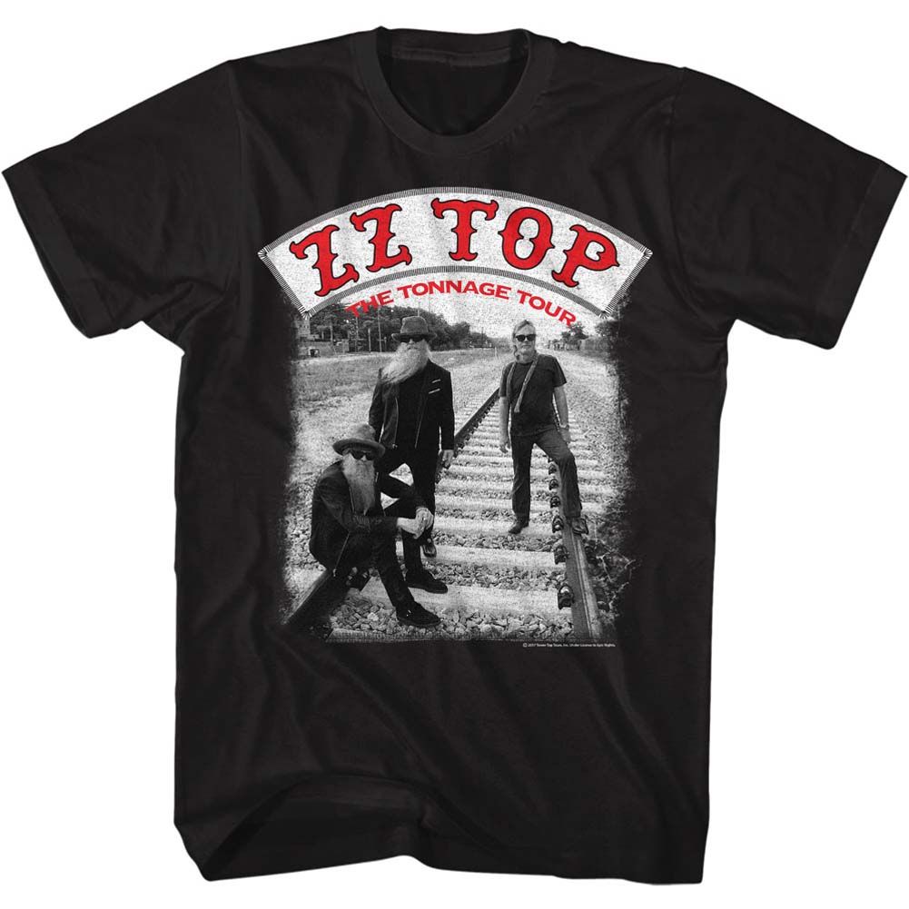 Black ZZ Top t-shirt featuring a Tonn Tour design