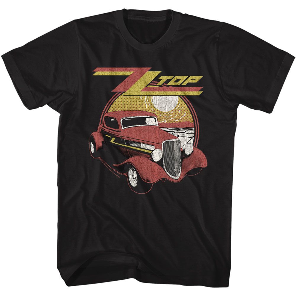 Black ZZ Top t-shirt featuring a Eliminator design
