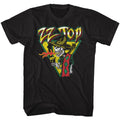 Black ZZ Top t-shirt featuring a Dia de los Mescalera design