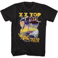 Black ZZ Top t-shirt featuring a Tejas Tour design