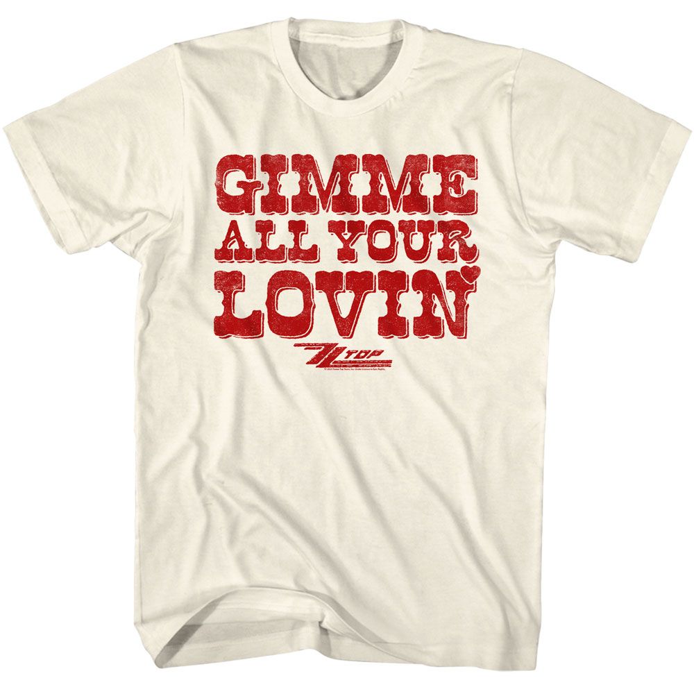 Natural ZZ Top t-shirt featuring a All Your Lovin design