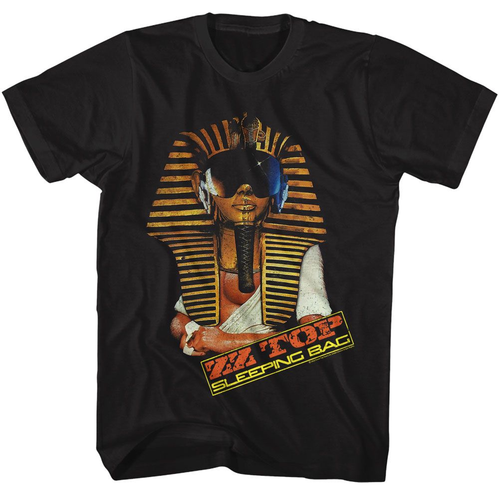 Black ZZ Top t-shirt featuring a Sleeping Bag design