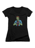 Black Zombie Gamer Juniors V-Neck T-Shirt