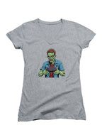 Gray Zombie Gamer Juniors V-Neck T-Shirt