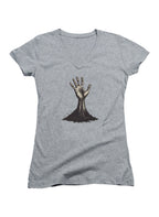 Gray Zombie Hand Reaching Out Juniors V-Neck T-Shirt