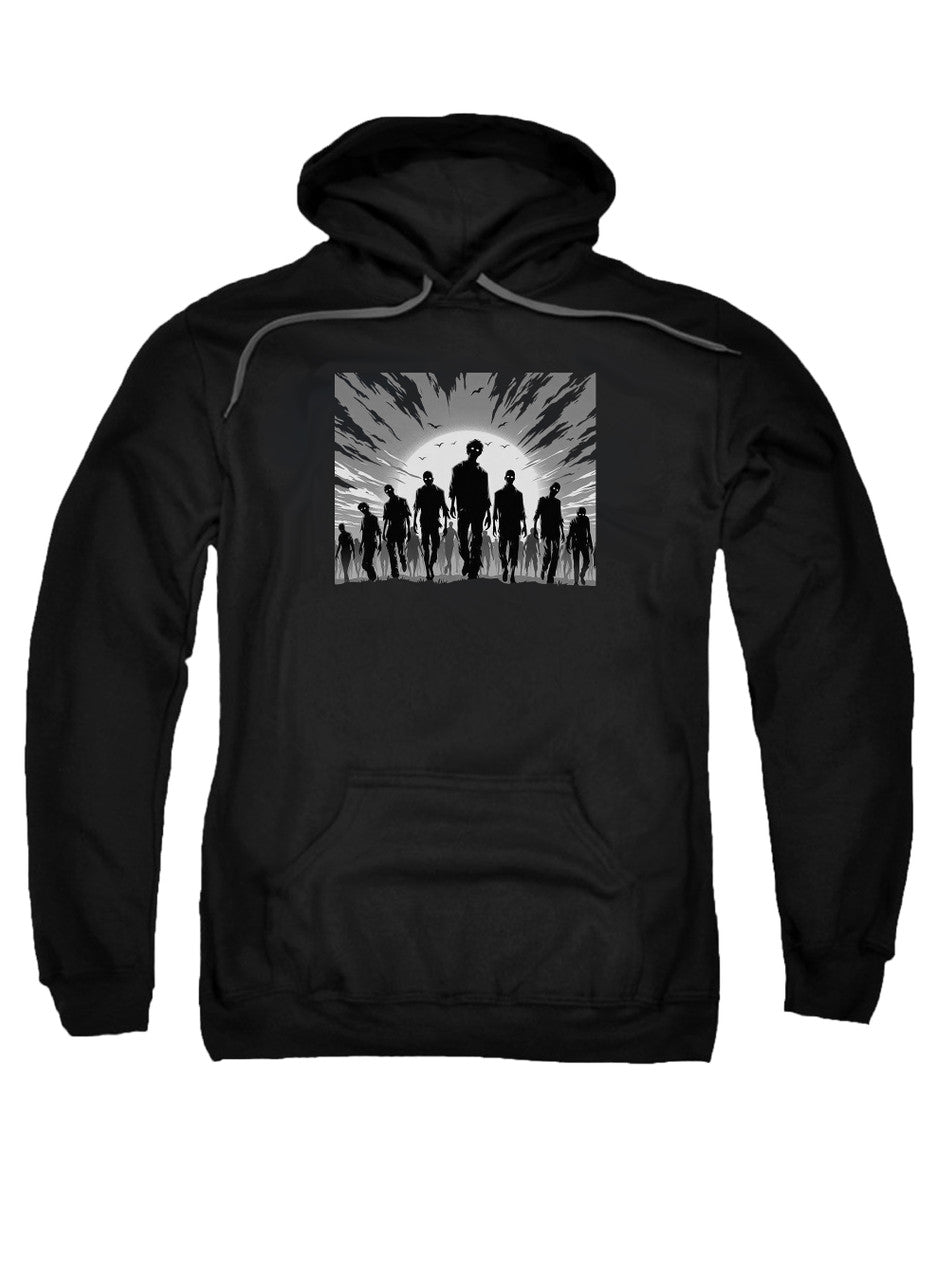 Black Zombie Horde Silhouette Hoodie