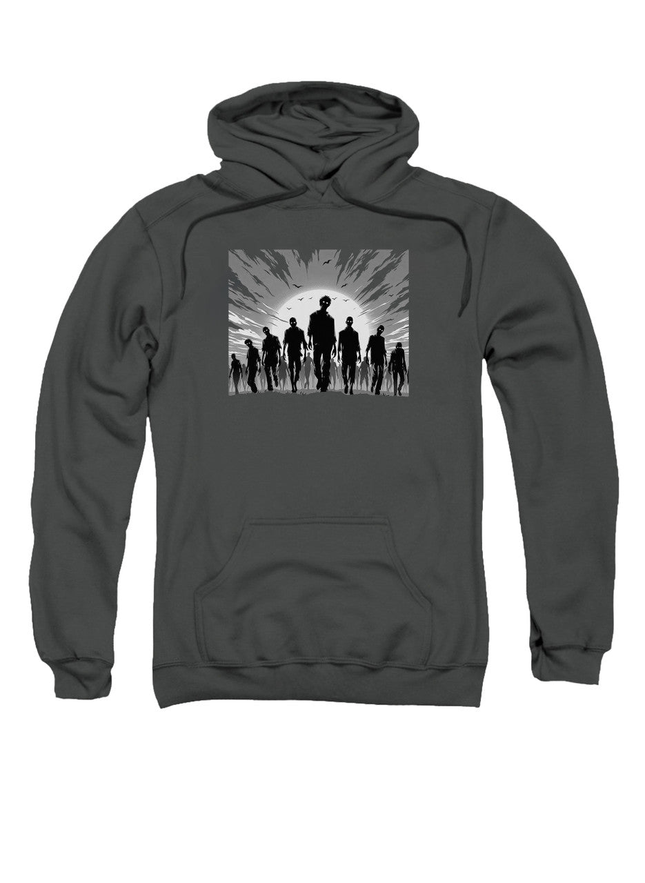 Charcoal Zombie Horde Silhouette Hoodie