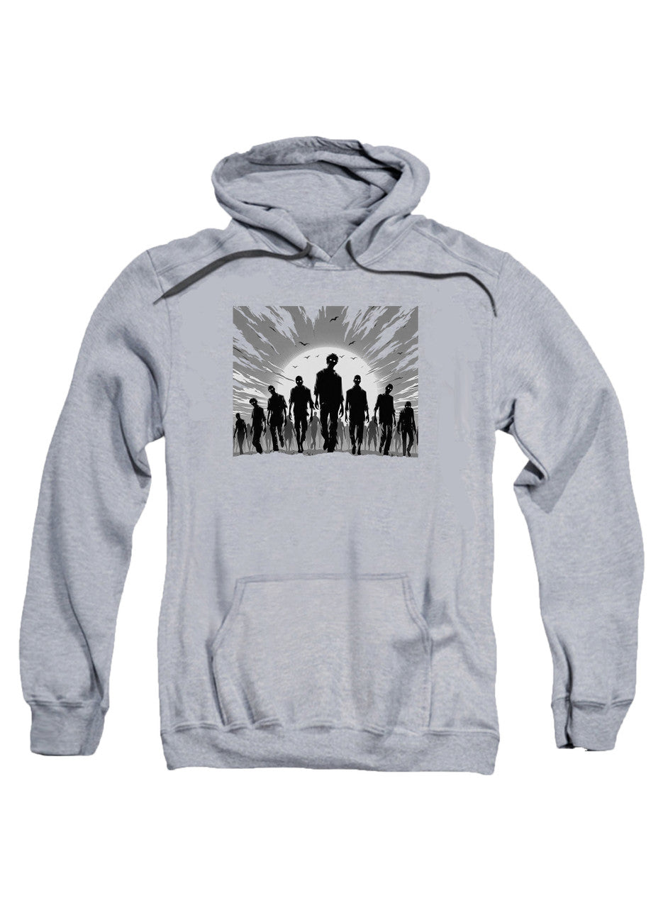 Gray Zombie Horde Silhouette Hoodie