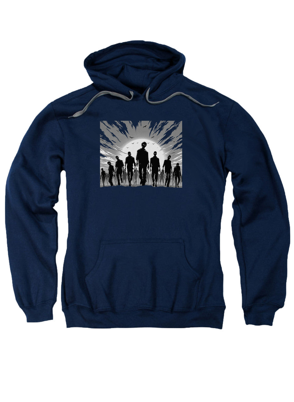 Navy Zombie Horde Silhouette Hoodie