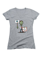 Gray Zombie Will Work for Brains Juniors V-Neck T-Shirt