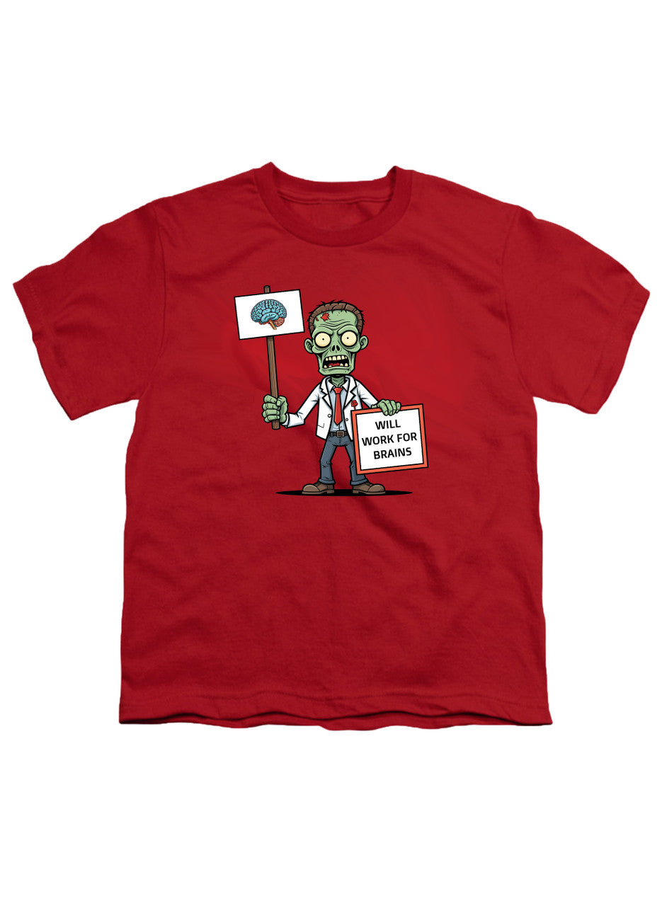 Red Zombie Will Work for Brains Youth/Toddler T-Shirt