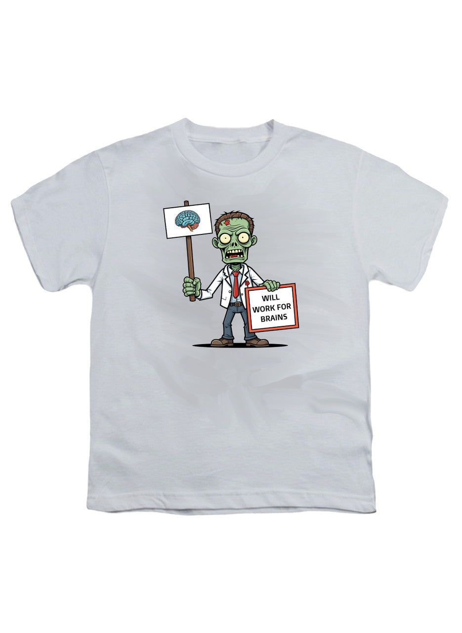 White Zombie Will Work for Brains Youth/Toddler T-Shirt