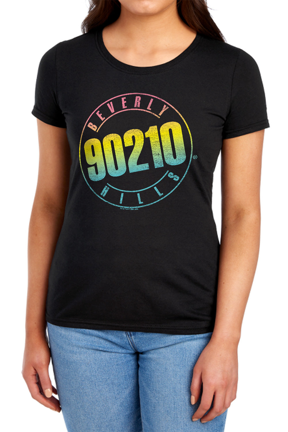 Beverly Hills 90210 Color Blend Logo Black Womens T-Shirt