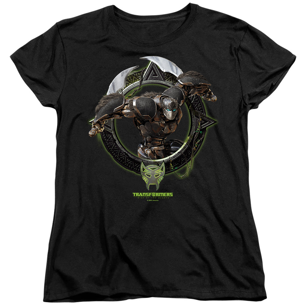 Transformers Optimus Primal Circle Frame Womens T-Shirt