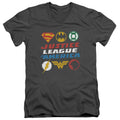 Justice League Pixel Logos V-Neck T-Shirt