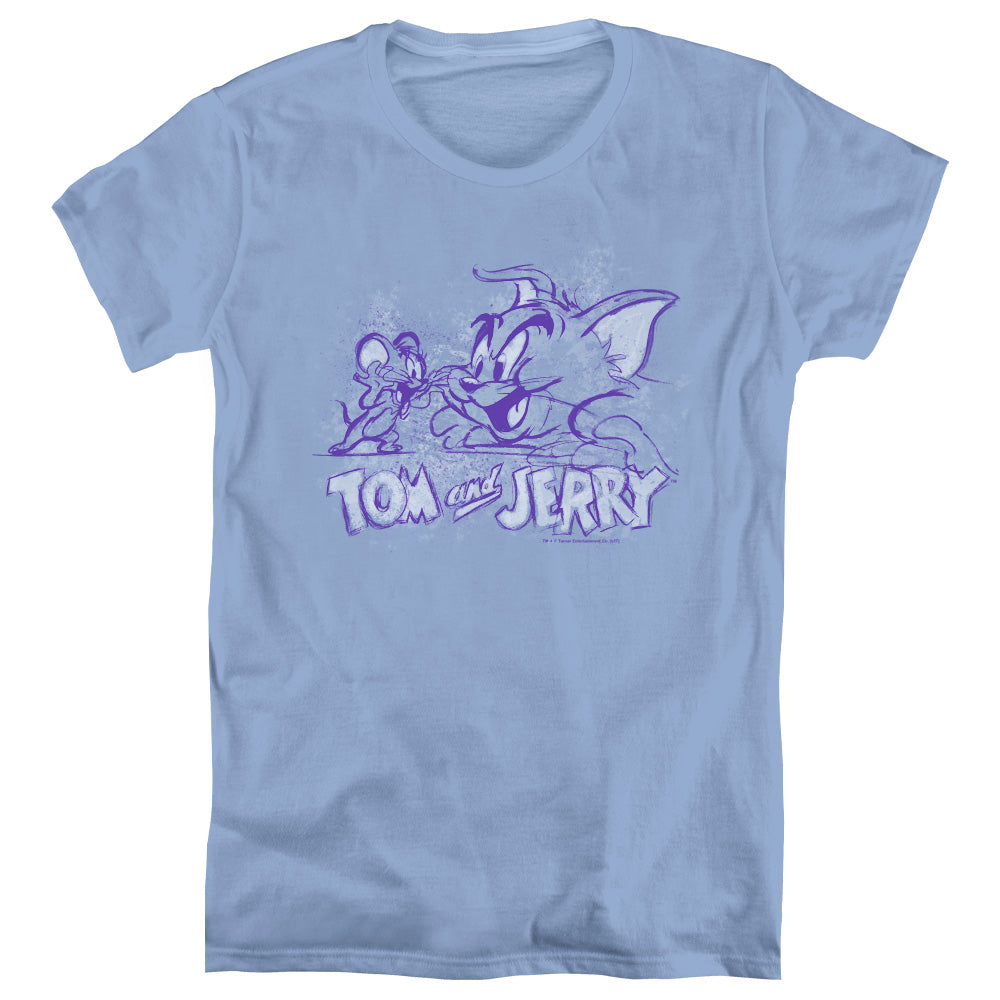 Tom and Jerry Sketchy Womens T-Shirt