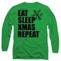 Christmas Eat Sleep Xmas Repeat Kelly Green Long Sleeve T-Shirt