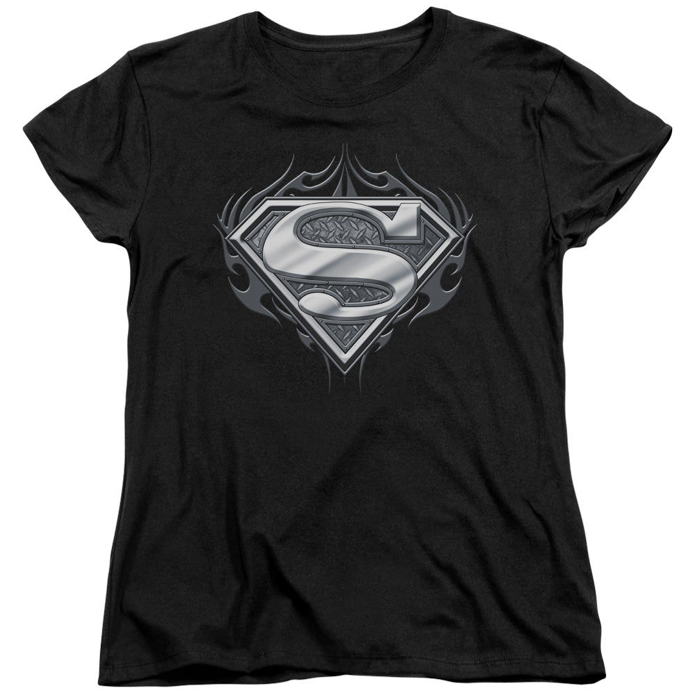 Superman Biker Metal Womens T-Shirt
