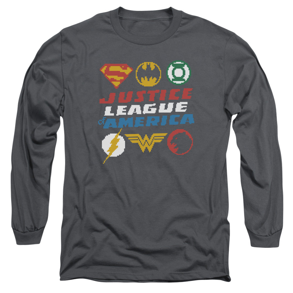 Justice League Pixel Logos Long Sleeve T-Shirt