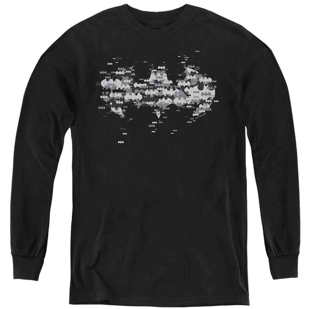 Batman Multi Bat Logo Youth Long Sleeve T-Shirt