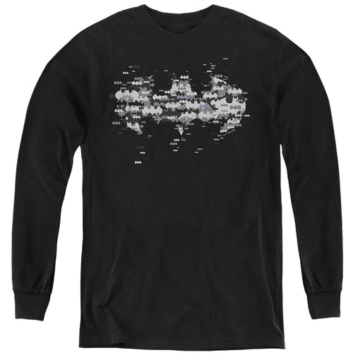 Batman Multi Bat Logo Youth Long Sleeve T-Shirt