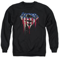 Superman Bleeding Shield Black Crewneck Sweatshirt
