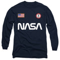 NASA Worm Logo and Flag Navy Long Sleeve T-Shirt
