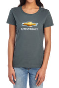 Chevy Bowtie Stacked Charcoal Womens T-Shirt