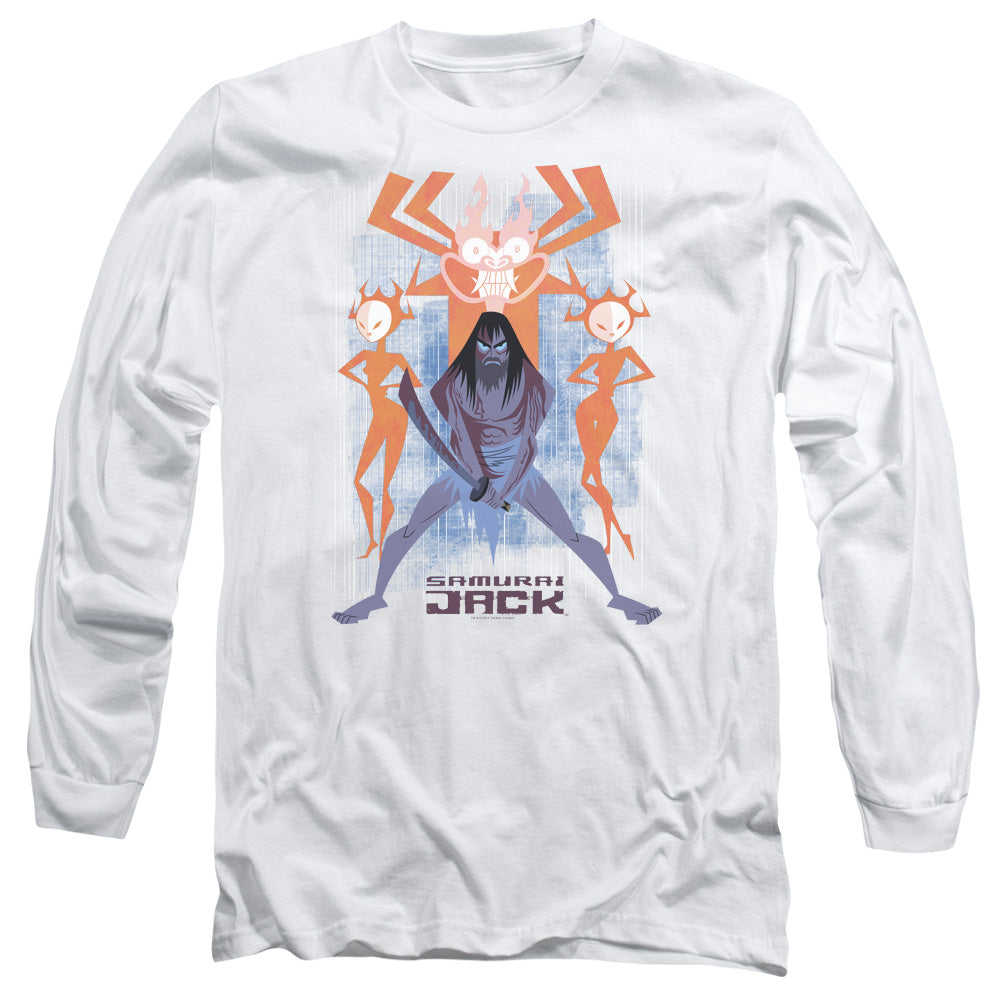 Samurai Jack Versus Evil White Long Sleeve T-Shirt