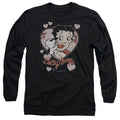 Betty Boop Classic Kiss Faded Heart Long Sleeve T-Shirt